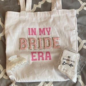 White 'Bride Era' Tote Bag, Socks, Hair Clip